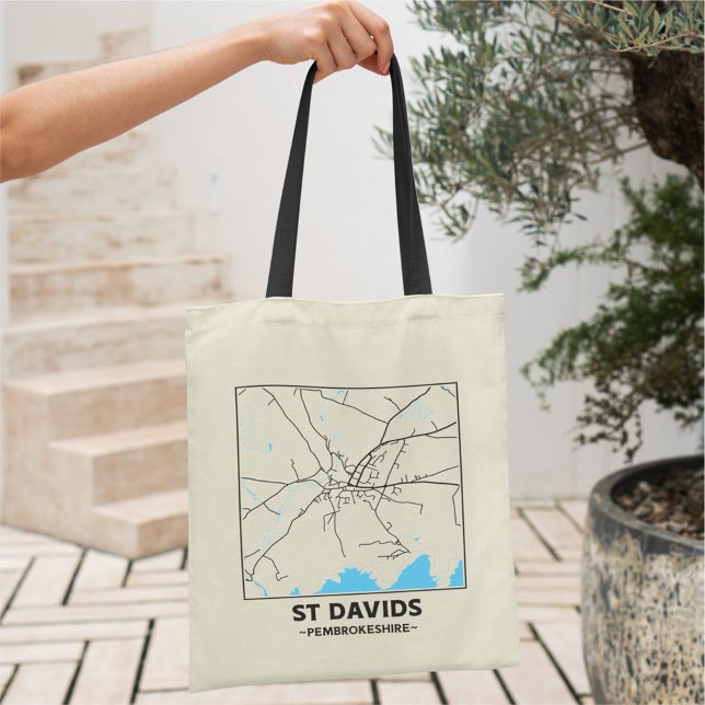 St Davids, Pembrokeshire City Map Tote Bag (Creator Uploaded)