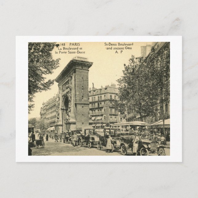 St. Denis Boulevard, Paris, France Vintage Postcard (Front)