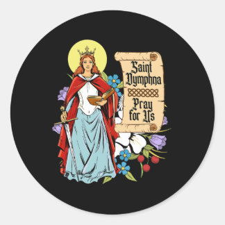 St Dymphna Purity Lily Patron Saint Mental Health Classic Round Sticker