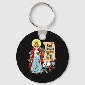 St Dymphna Purity Lily Patron Saint Mental Health Key Ring