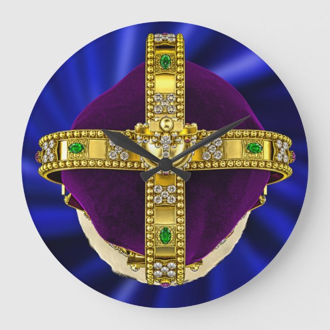 St Edwards Crown with Fur Large Clock (Front)