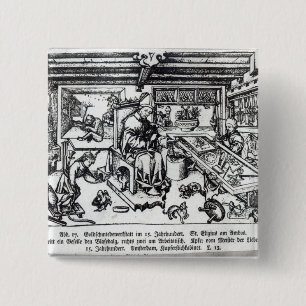 St. Eligius as a goldsmith in his workshop 15 Cm Square Badge