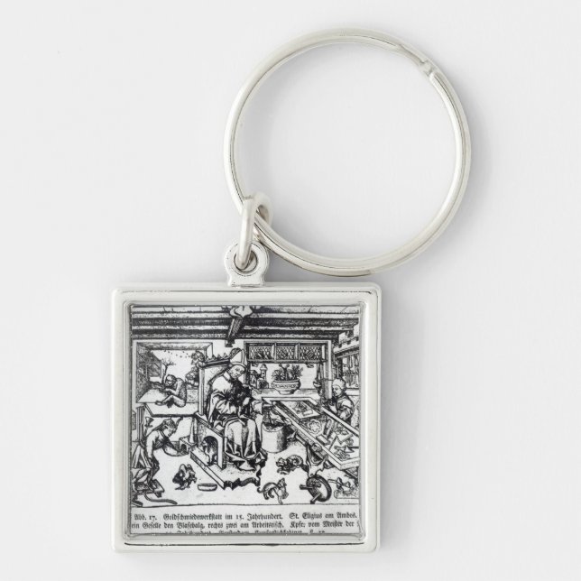 St. Eligius  as a goldsmith in his workshop Key Ring (Front)