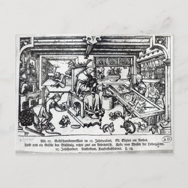 St. Eligius  as a goldsmith in his workshop Postcard (Front)