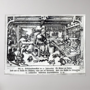 St. Eligius as a goldsmith in his workshop Poster
