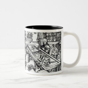 St. Eligius  as a goldsmith in his workshop Two-Tone Coffee Mug