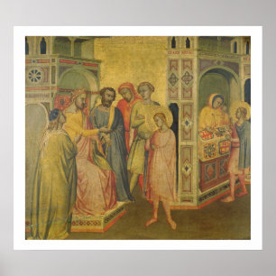 St. Eligius before King Clothar, c.1365 (oil on pa Poster