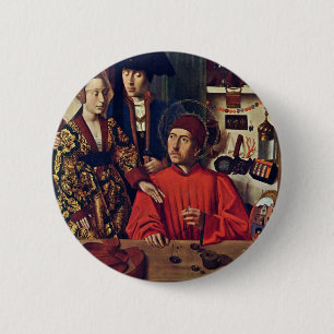 St. Eligius In His Goldsmith Workshop, By Christu 6 Cm Round Badge