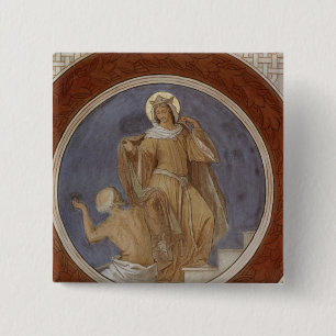 St. Elisabeth giving her Coat to a Beggar 15 Cm Square Badge