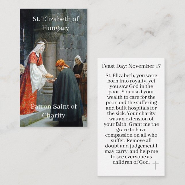 St. Elizabeth of Hungary Customisable Prayer Card (Front/Back)