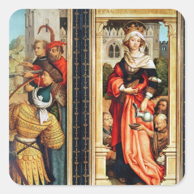 St. Elizabeth of Hungary Square Sticker (Front)