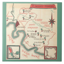 St. Emilion Bordeaux Wine Map Ceramic Tile