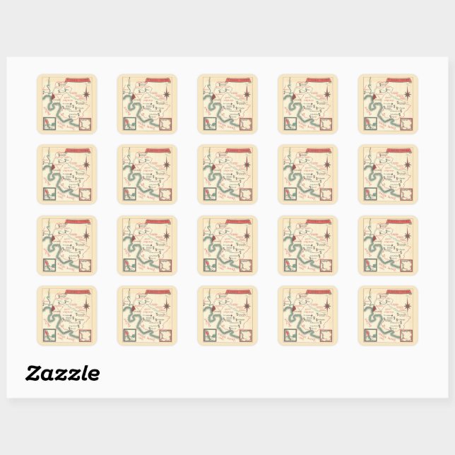  St. Emilion Bordeaux Wine Map Square Sticker (Sheet)