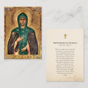 St. Eudokia Orthodox Christian Prayer Card        