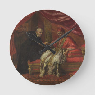 St. Filippo Neri Curing Pope Clemente VIII Round Clock