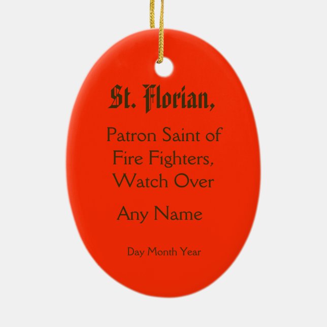St. Florian of Lorch (PM 03) Ceramic Tree Decoration (Back)