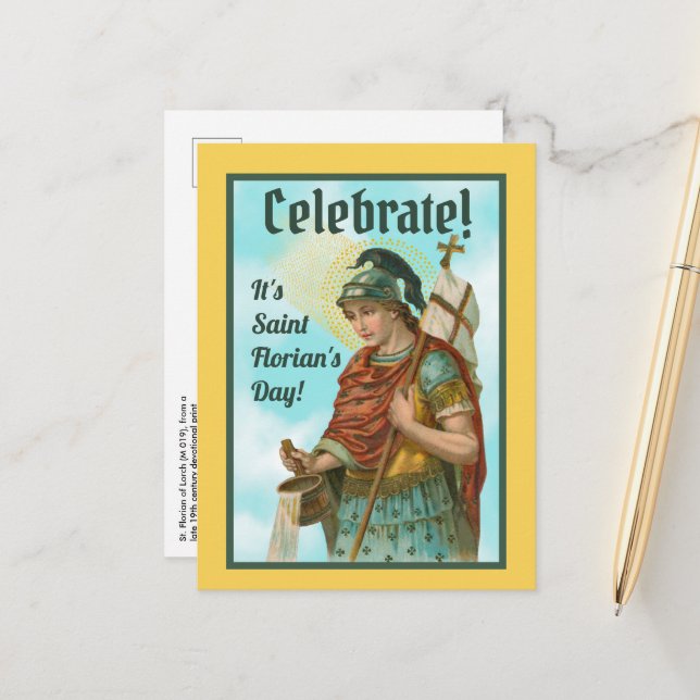 St. Florian with Bucket (Clear Skies; M 019) Postcard (Front/Back In Situ)