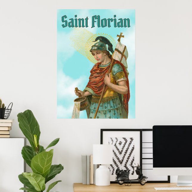 St. Florian with Bucket (Clear Skies; M 019) Poster (Home Office)