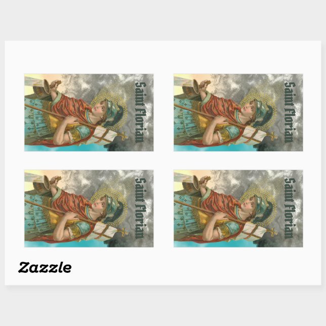 St. Florian with Bucket (Smoke; M 019) Rectangular Sticker (Sheet)
