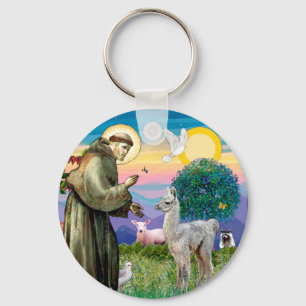 St Francis and Llama Baby Key Ring