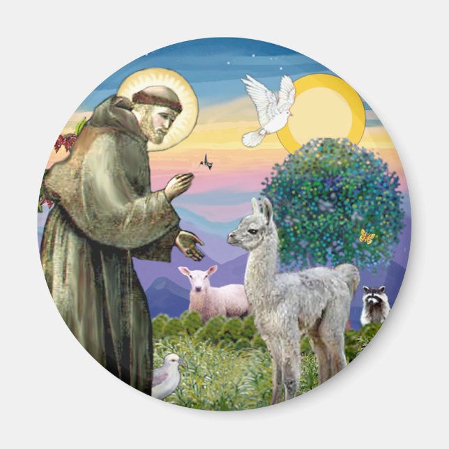 St Francis and Llama Baby Magnet (Front)