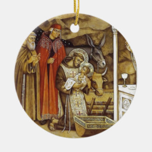 St Francis at the Nativity, mug key chain iPhone Ceramic Tree Decoration