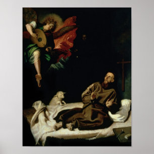 St. Francis comforted by an Angel Musician Poster