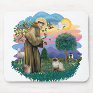 St Francis (ff) - Seal Point Himalayan cat Mouse Pad