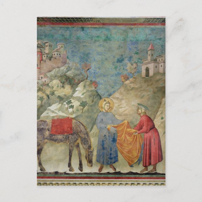 St. Francis Gives his Coat to a Stranger Postcard (Front)