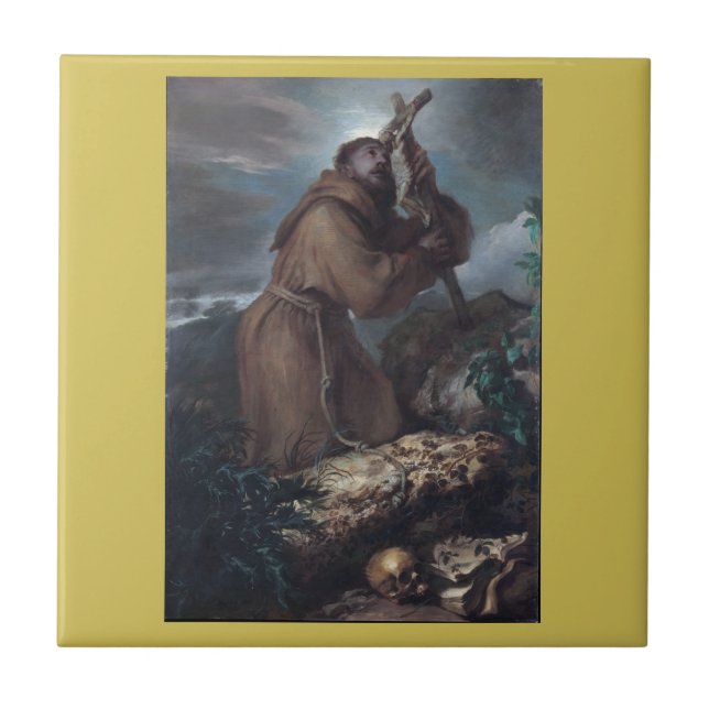 St. Francis in Ecstacy 1650 il Gretto Castiglione Ceramic Tile (Front)