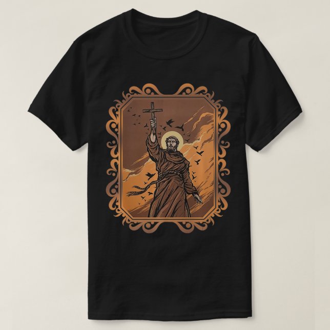 St Francis of Assisi Art Patron Saint of Animals C T-Shirt (Design Front)