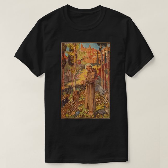 St Francis of Assisi Art Patron Saint of Animals C T-Shirt (Design Front)