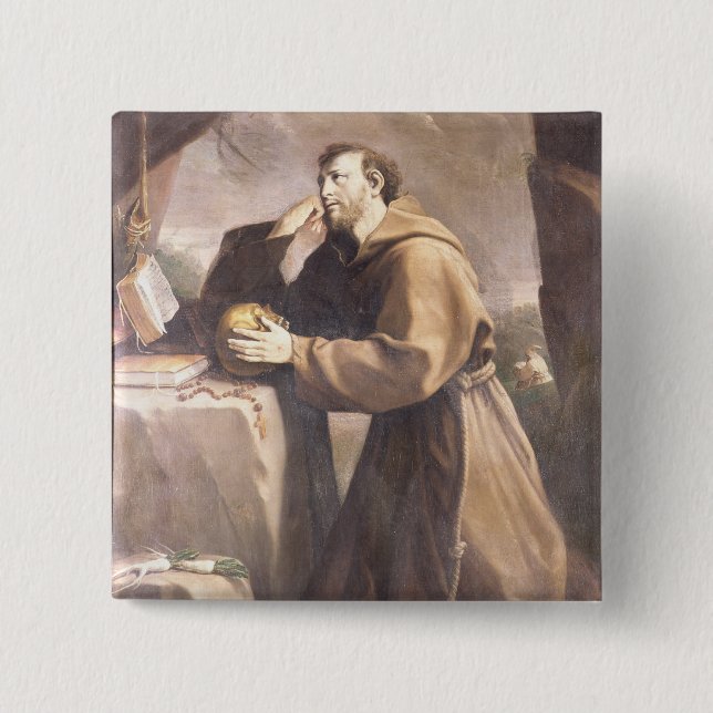 St. Francis of Assisi at Prayer 15 Cm Square Badge (Front)