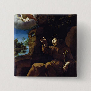 St. Francis of Assisi Consoled by an Angel 15 Cm Square Badge
