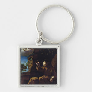 St. Francis of Assisi Consoled by an Angel Key Ring