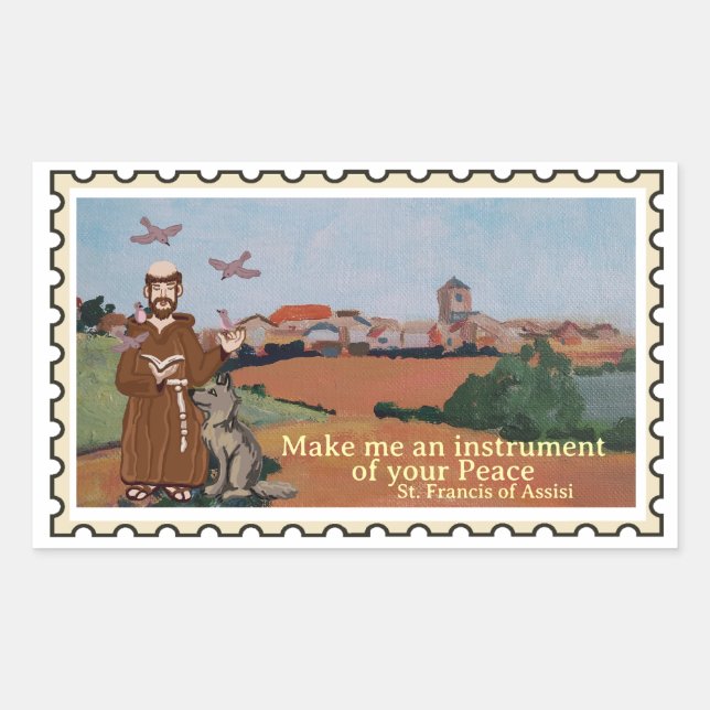 St Francis of Assisi Fake stamp  Rectangular Sticker (Front)