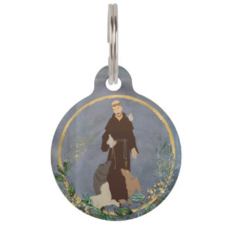 St. Francis of Assisi Gold Botanical Pet Protecter Pet Tag