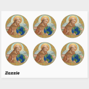 St. Francis of Assisi Holding Earth Classic Round Sticker