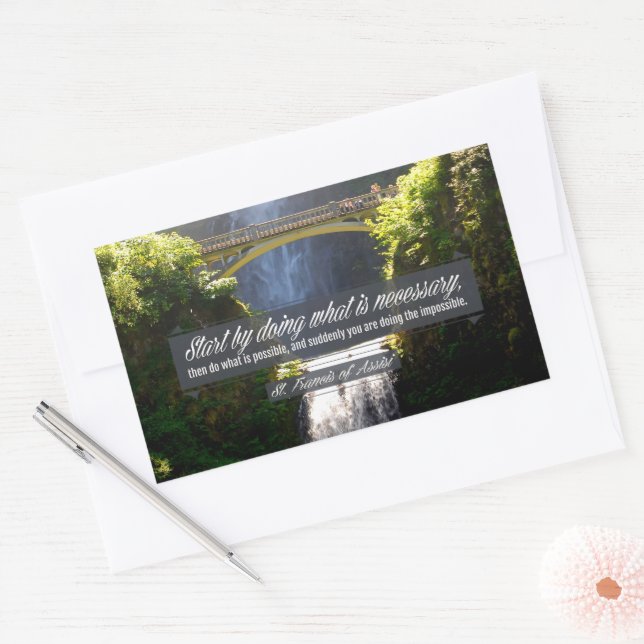 St Francis of Assisi Inspirational Quote "Doing" Rectangular Sticker (Envelope)