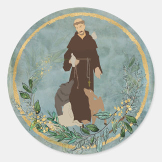 St. Francis of Assisi Jade Gold Pet Protecter  Classic Round Sticker