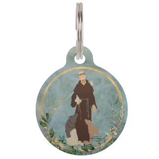 St. Francis of Assisi Jade Gold Pet Protecter  Tag
