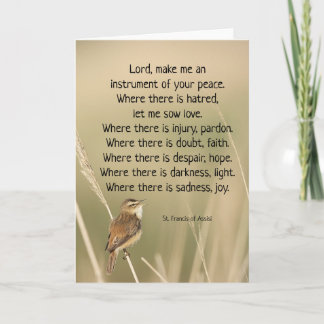 St. Francis of Assisi Prayer Bird Inspirational  Card