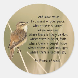 St. Francis of Assisi Prayer Bird Inspirational Classic Round Sticker