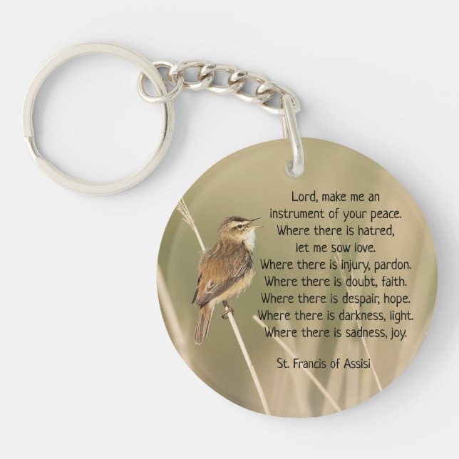 St. Francis of Assisi Prayer Bird Inspirational  K Key Ring (Front)