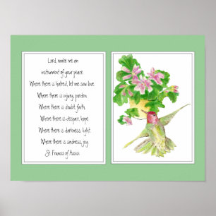 St. Francis of Assisi, Prayer Hummingbird Flower Poster