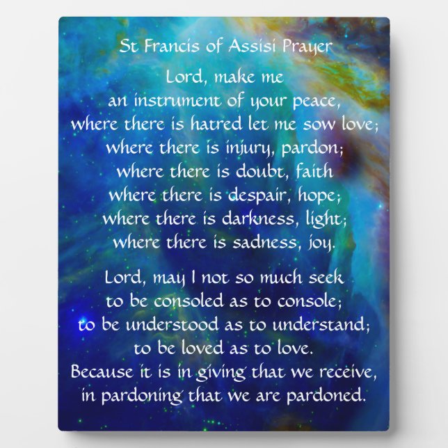 St Francis of Assisi Prayer Plaque (Front)