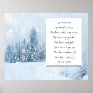 St. Francis of Assisi Prayer Winter Snow Forest Poster