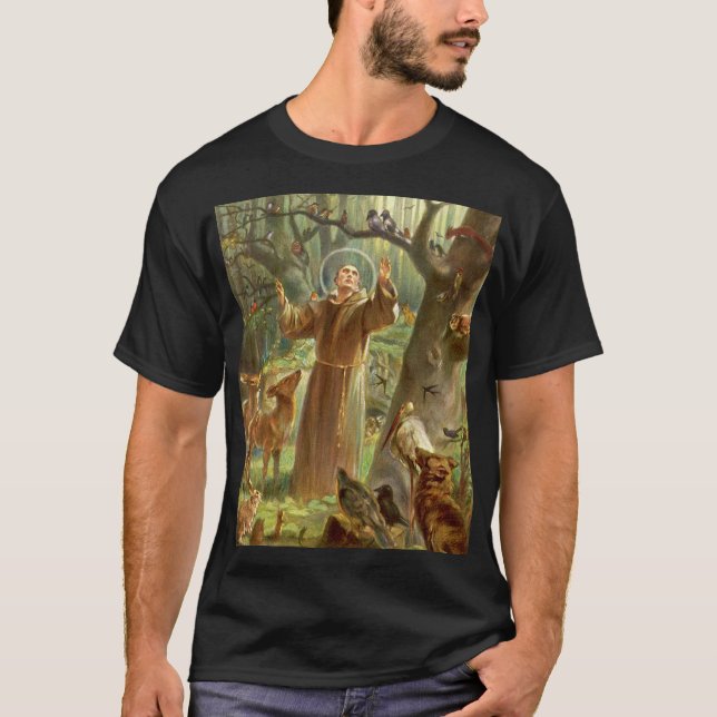 St Francis of Assisi preaching to animals T-Shirt (Front)