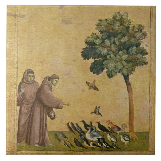 St. Francis of Assisi preaching to the birds Ceramic Tile (Front)