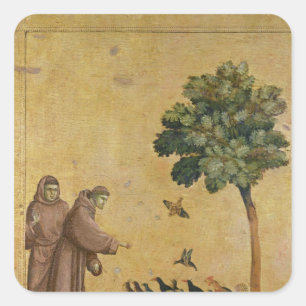 St. Francis of Assisi preaching to the birds Square Sticker